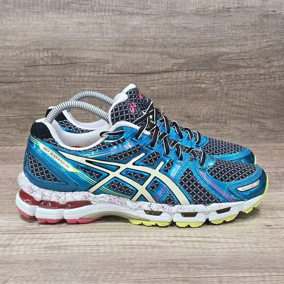 Asics Gel Kayano 19 Women's Size 9.5 Blue Black White Running Shoes (T392N) - Picture 1 of 9